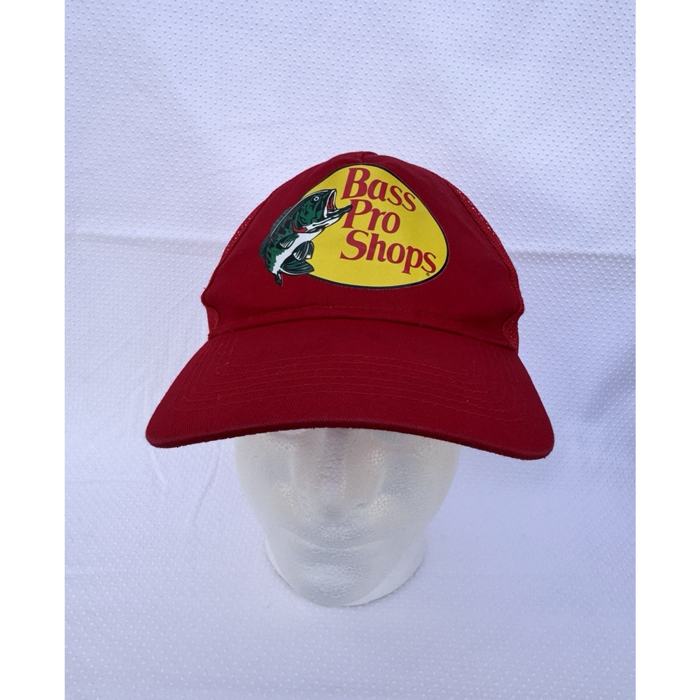 Bass Pro Shops Baseball Cap One-Size Men's RED Adjustable Trucker's Hat w/ Mesh